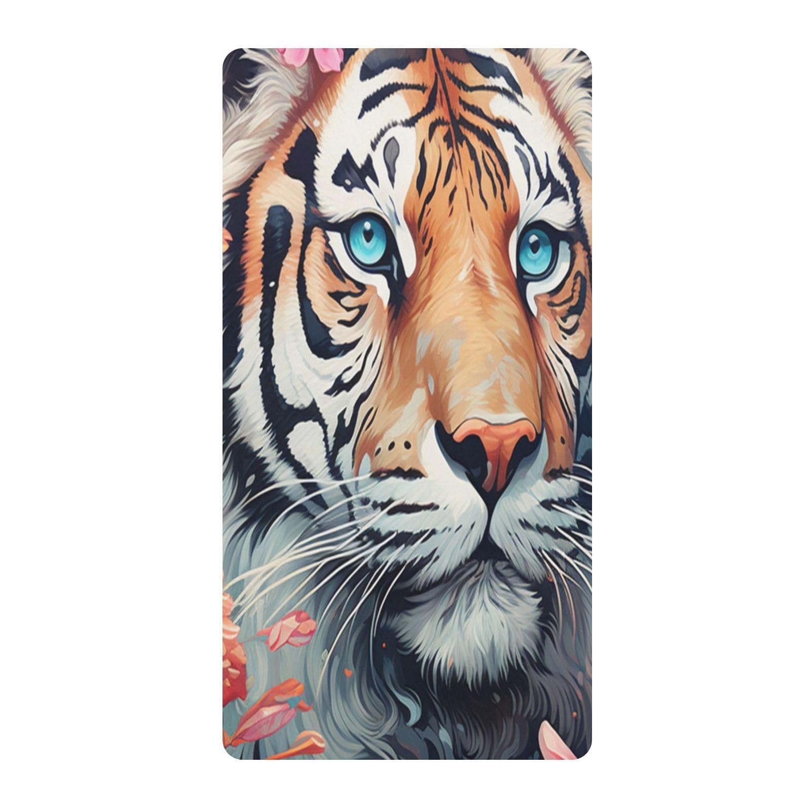 Tigre PatróN De Flores Sábana de Cuna para Niños Pequeños,Sábanas de Algodón Suave para Bebés Aptas para Colchón Corralito