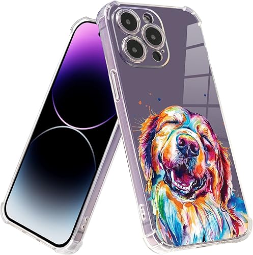 Miniatura 2 de Buffertech - Funda protectora de TPU suave para iPhone 14 de 6.1 pulgadas con diseño abstracto de dinosaurios, diseño de arcoíris y protector de