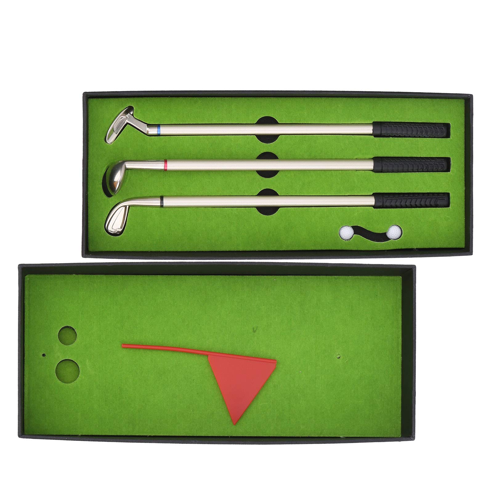 Desktop Golf Pen Zestaw zabawek, Green Mini Mini Games Box Golf Driving Driving z Golf Club Pen Balls Flag Desktop Dectop Decor