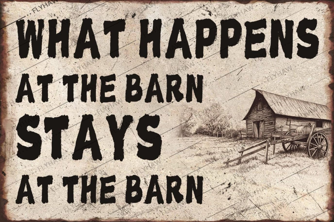 What Happens At The Barn Stays At The Barn Vintage Metal Barn Decor Retro Wall Art Tin Sign for Home Kitchen Bathroom Farm Garden Garage Farmhouse Inspirational Quotes Wall Decor 12x8 Inch