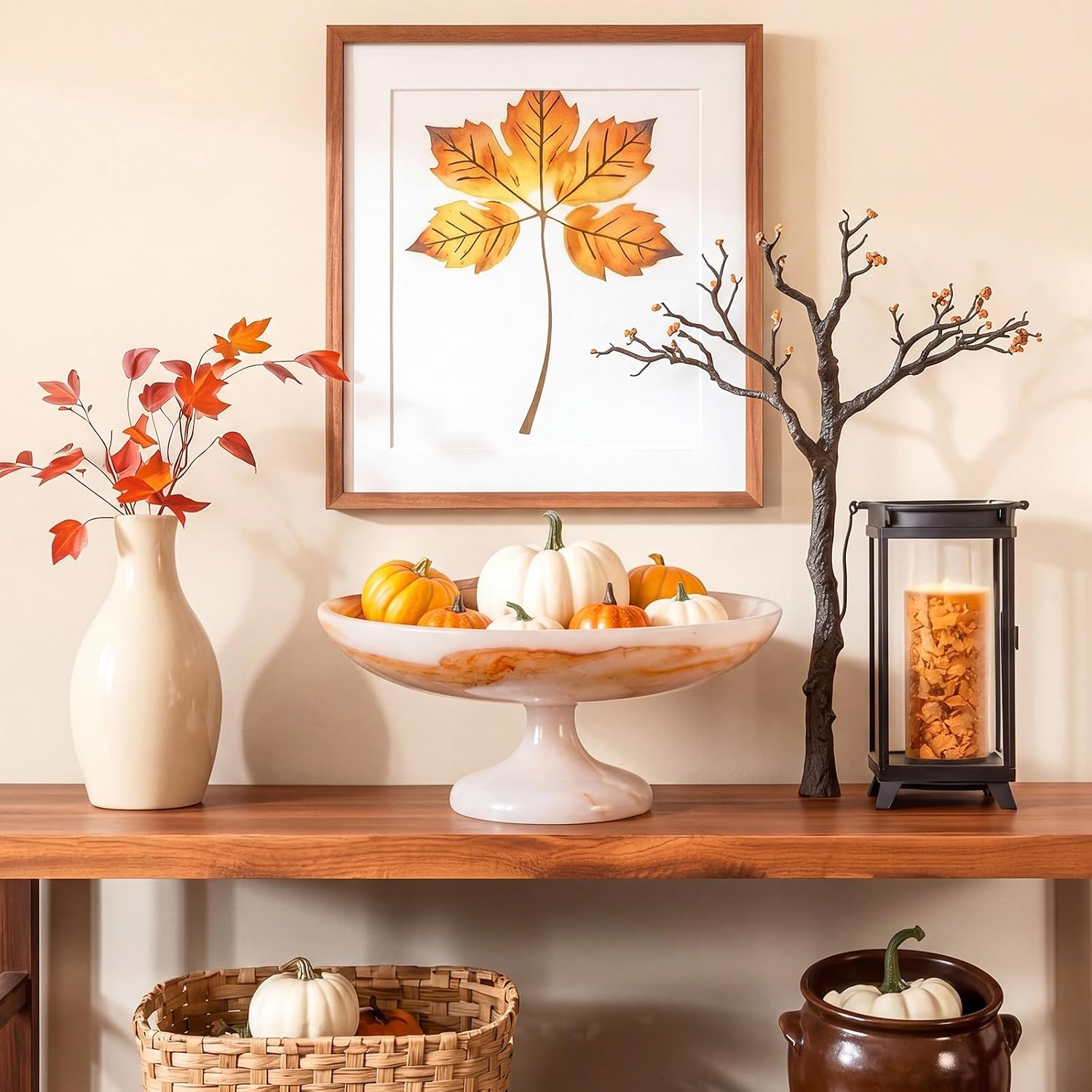 10 Inch Marble Fruit Bowl for Kitchen Counter Resin Large Decorative Bowls with Pedestal for Home Entryway Kitchen Storage Dining Table Centerpiece House Warming Gifts