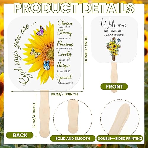 Miniatura 2 de Tradder 50 abanicos de papel grueso para iglesia cristiana, abanicos de mano religiosos con mango de madera, regalos religiosos, fanáticos de salón