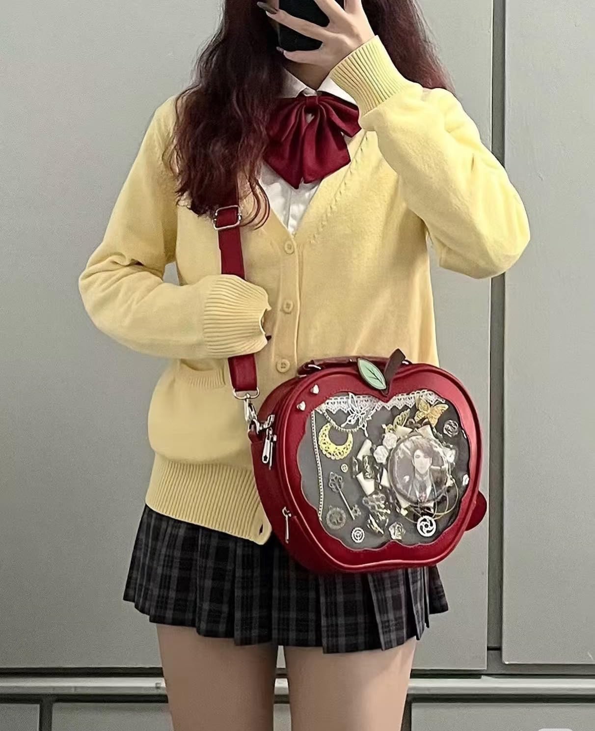 Ita Bag AppleShaped Backpack & Crossbody & Handbag Cute Anime Pin Display Gift for Friends Her