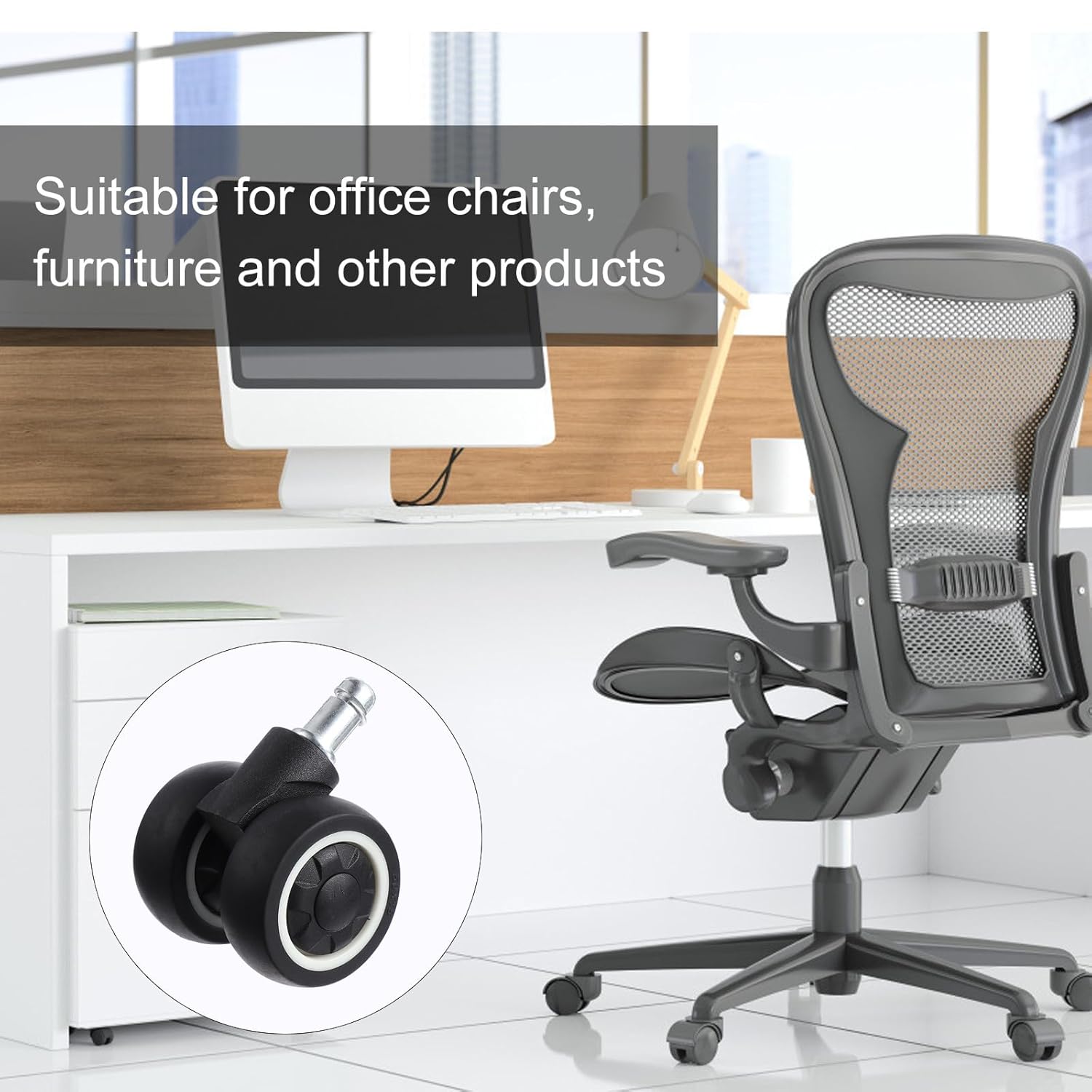 5pcs 2 Inch Noiseless Industrial Swivel Casters Gray TPR Dual Wheel Heavy Duty Furniture Casters Silent Rolling for Office Chairs and Home Furniture