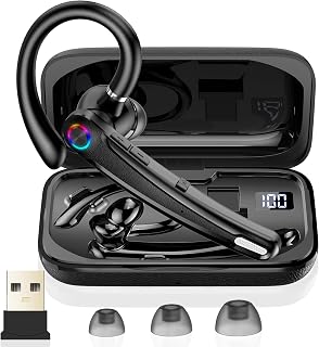 Atheewon Bluetooth Headset V5.4, 115H Playtime Wireless Bluetooth Earpiece with Dual Mic Noise Cancelling Computer Headset Hand Free Headphones for Trucker, Driver, Home, Work, Business