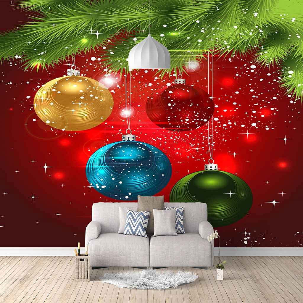Papier Peint Grand Format Lavable Fond de Boule de Noël