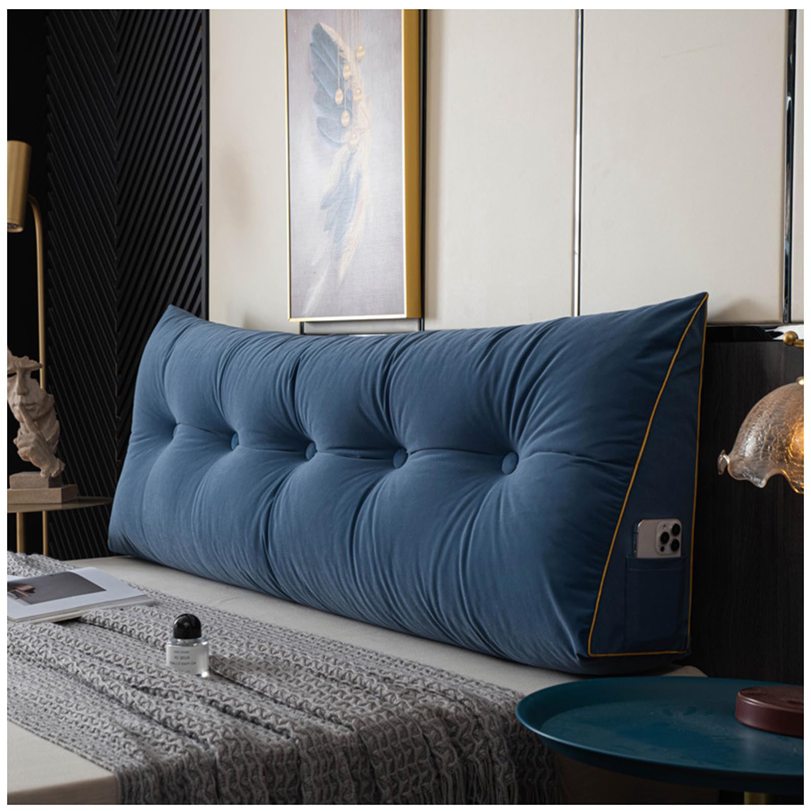 Coussin triangulaire grand format bon maintien, traversin doux tête de lit