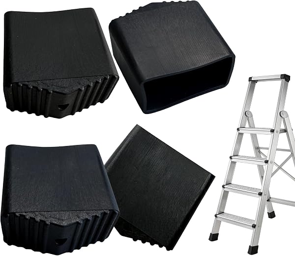 Yaxloi 4 Pezzi Piedini Scala Alluminio, Piedini in Gomma per Scala, Gommini per Alluminio, Adatto per con Tubi Quadrati da 2x4 Cm, Antiscivolo per Situazioni di Accesso in Quota - 1