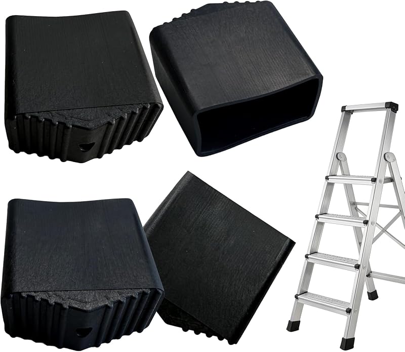 Yaxloi 4 Pezzi Piedini Scala Alluminio, Piedini in Gomma per Scala, Gommini per Alluminio, Adatto per con Tubi Quadrati da 2x4 Cm, Antiscivolo per Situazioni di Accesso in Quota