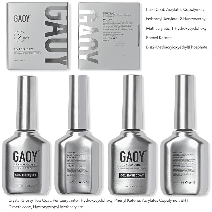 GAOY Esmalte Gel Brillante Top y Base Coat Set 16ml 2 Piezas miniatura 7