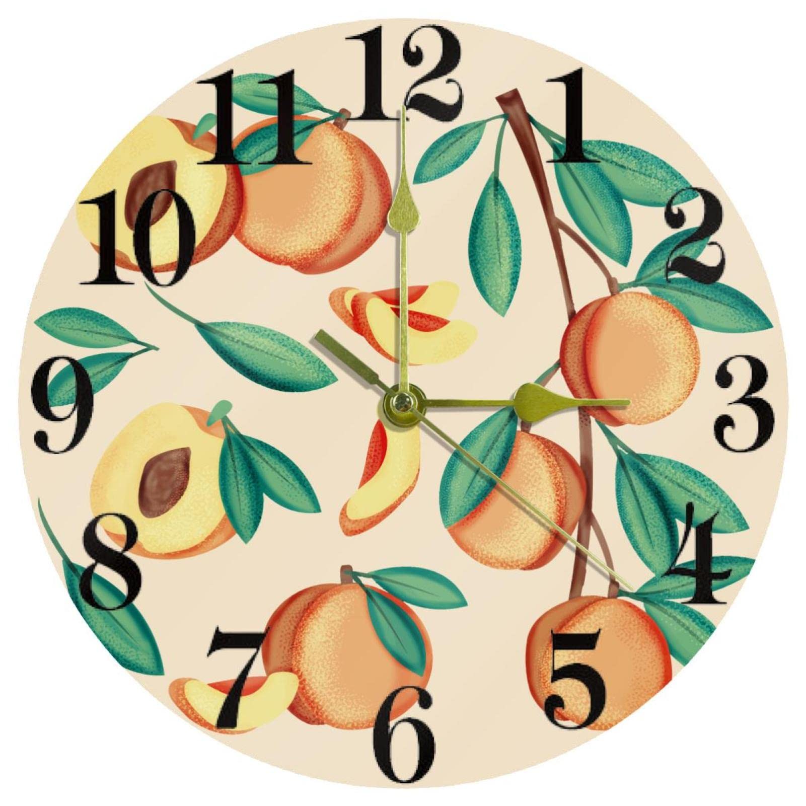 Horloge murale silencieuse sans tic-tac motif pêche 25,4 cm pour le bureau