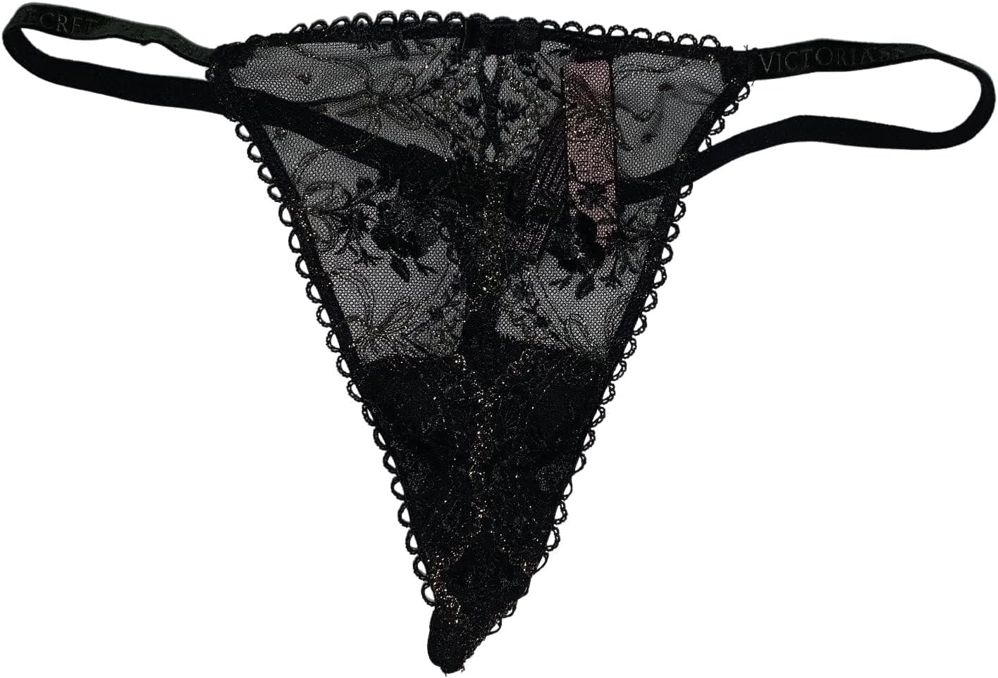 Victoria's Secret Very Sexy Rose and Bows V-String Panty Color Black New - Image 2