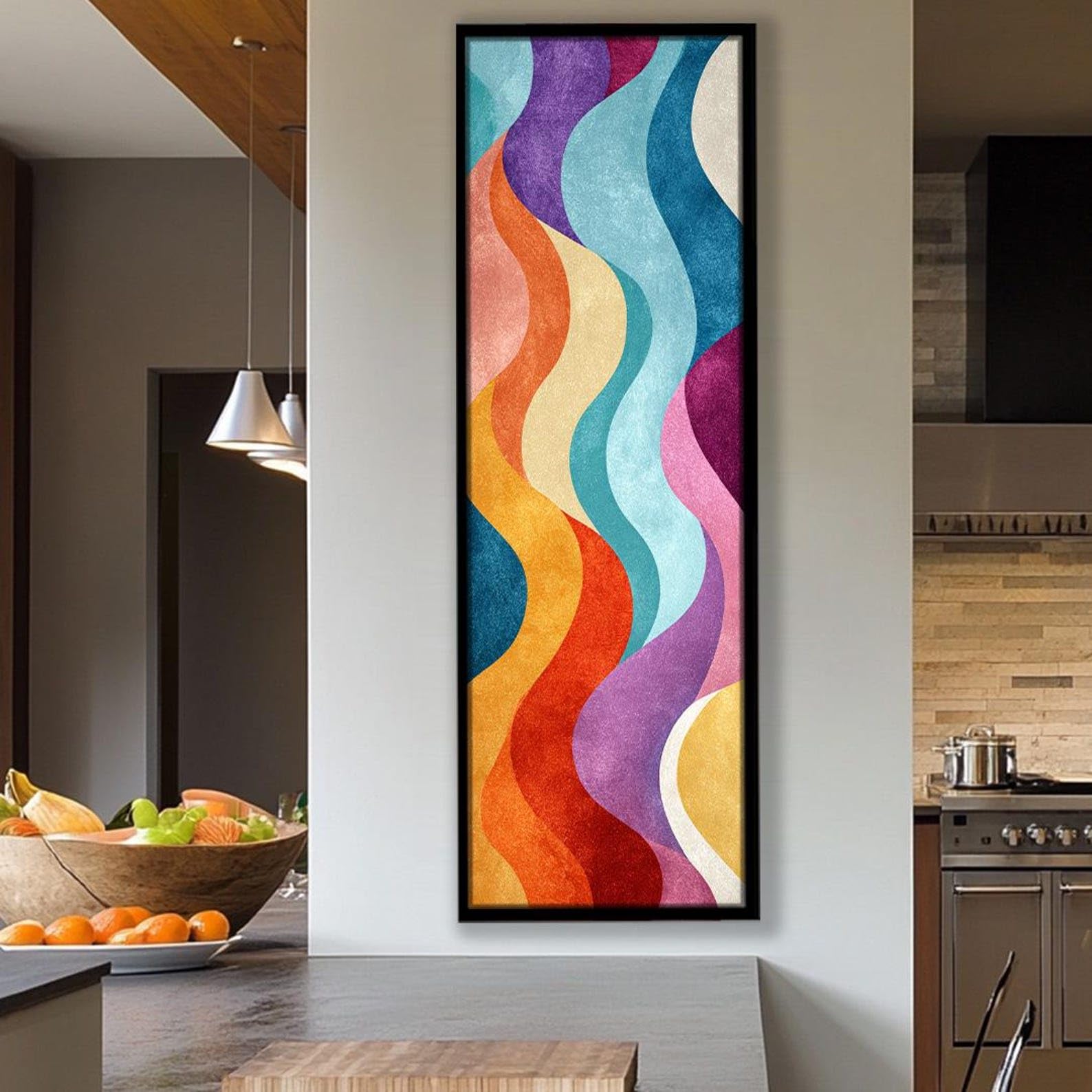 YUSUZHU Long Narrow Trees Art, Tall and Thin Canvas wall art, Vertical Rainbows Art, Framed Canvas Art for Office, Rooms or Hall(70x210cm/Frameless)