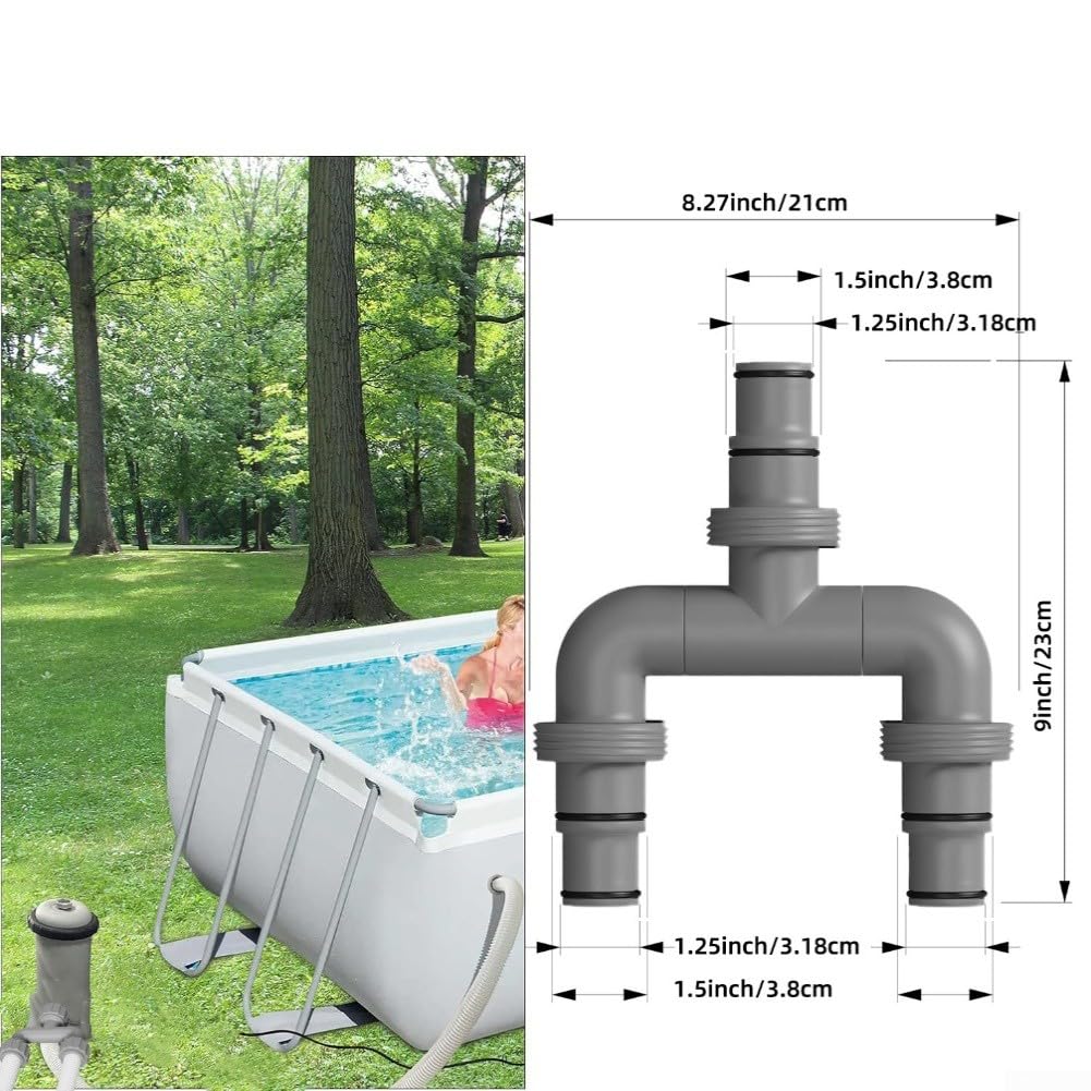 Conector de manguera de piscina de 38 mm y 32 mm para sistema de filtro de arena compatible con y piscinas adaptador de 3 vías con abrazaderas de acero inoxidable para una conexión segura sin fugas