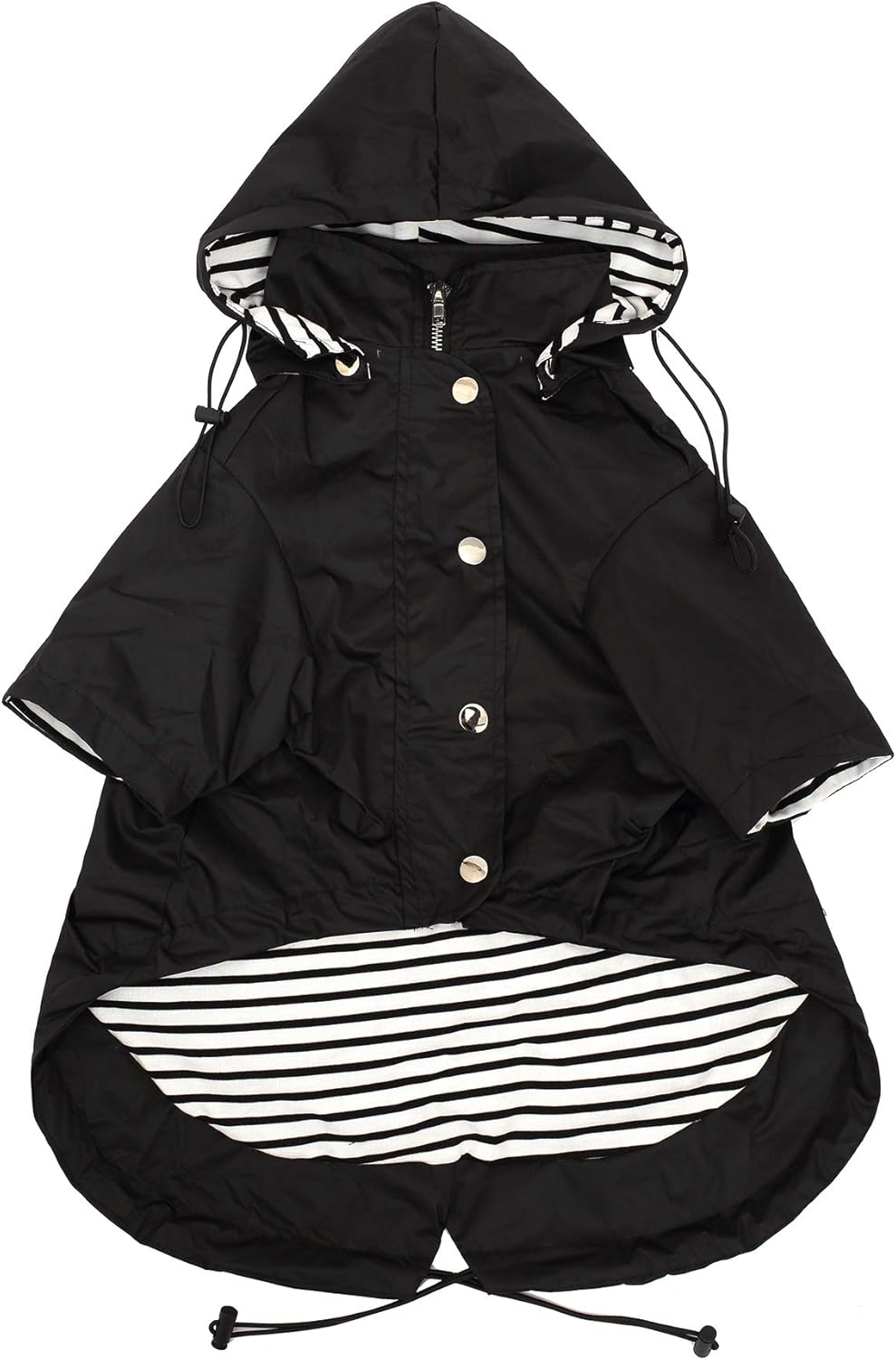 Morezi Dog Zip Up Raincoat with Reflective Buttons, Rain/Water Resistant, Adjustable Drawstring, Removable Hood