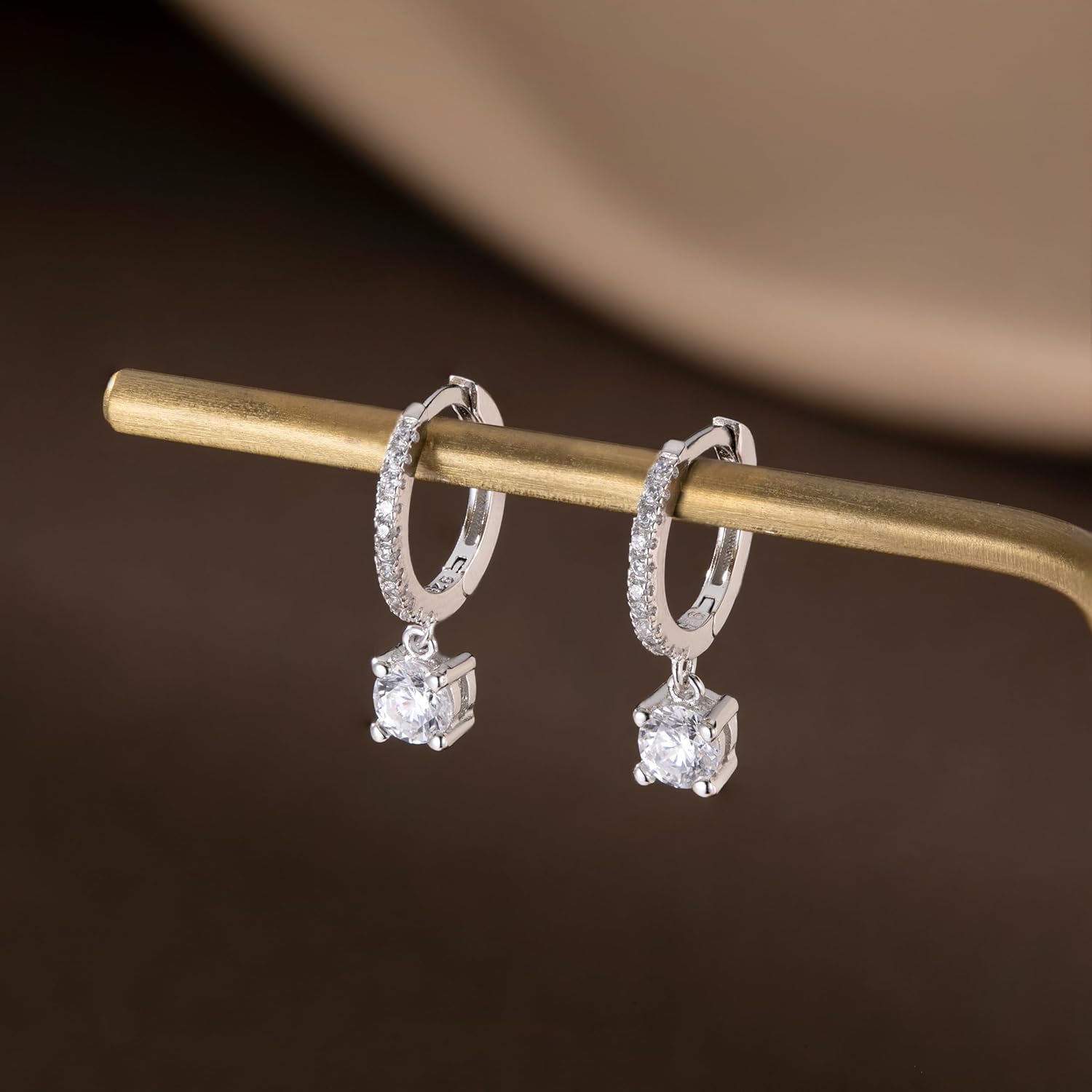 SLUYNZ Solid 925 Sterling Silver CZ Hoop Earrings for Women Teens Small CZ Hoop Earrings Huggie Drop - Image 3