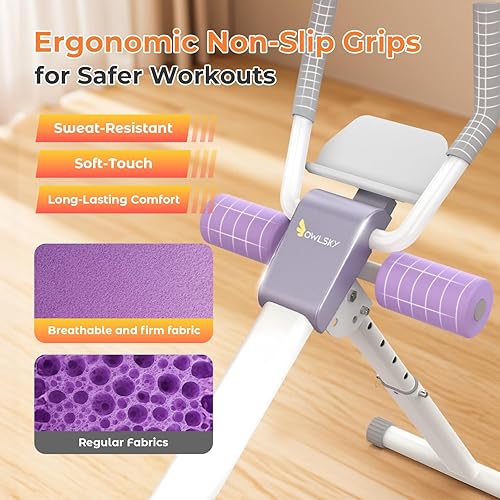 Miniatura 7 de Máquina de abdominales, máquina de entrenamiento abdominal ajustable para entrenamiento de abdominales en casa, plegable, protección de rodilla,