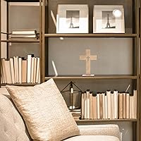 Vista 3 de SEWACC 20 cruces de madera para manualidades, pequeñas cruces de madera sin terminar, cruz católica de pie con bases, cruz de pared de madera