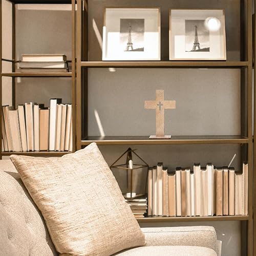 Miniatura 3 de SEWACC 20 cruces de madera para manualidades, pequeñas cruces de madera sin terminar, cruz católica de pie con bases, cruz de pared de madera con