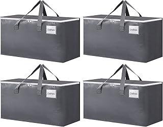 BlissTotes Large Moving Boxes and with Zippers & Handles Moving Supplies with lids, Heavy Duty Totes for Storage Bags for Space Saving, Fold Flat, Moving and Storing 76L, 4 Pack