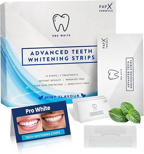 Miniatura 2 de Pro White Advanced - Tiras blanqueadoras de dientes con sabor a menta fresca, tiras blanqueadoras con 14 aplicaciones para un fácil uso diario,