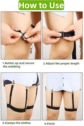 Shirt Stays Garters for Men: Adjustable Shirt Holders Shirt Tuckers Elastic Shirt Keepers for Military Police