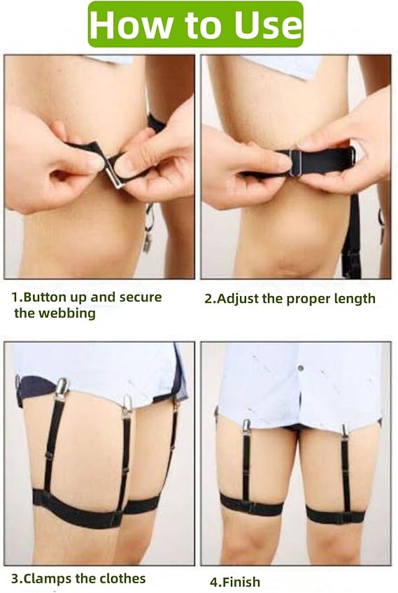 Shirt Stays Garters for Men: Adjustable Shirt Holders Shirt Tuckers Elastic Shirt Keepers for Military Police