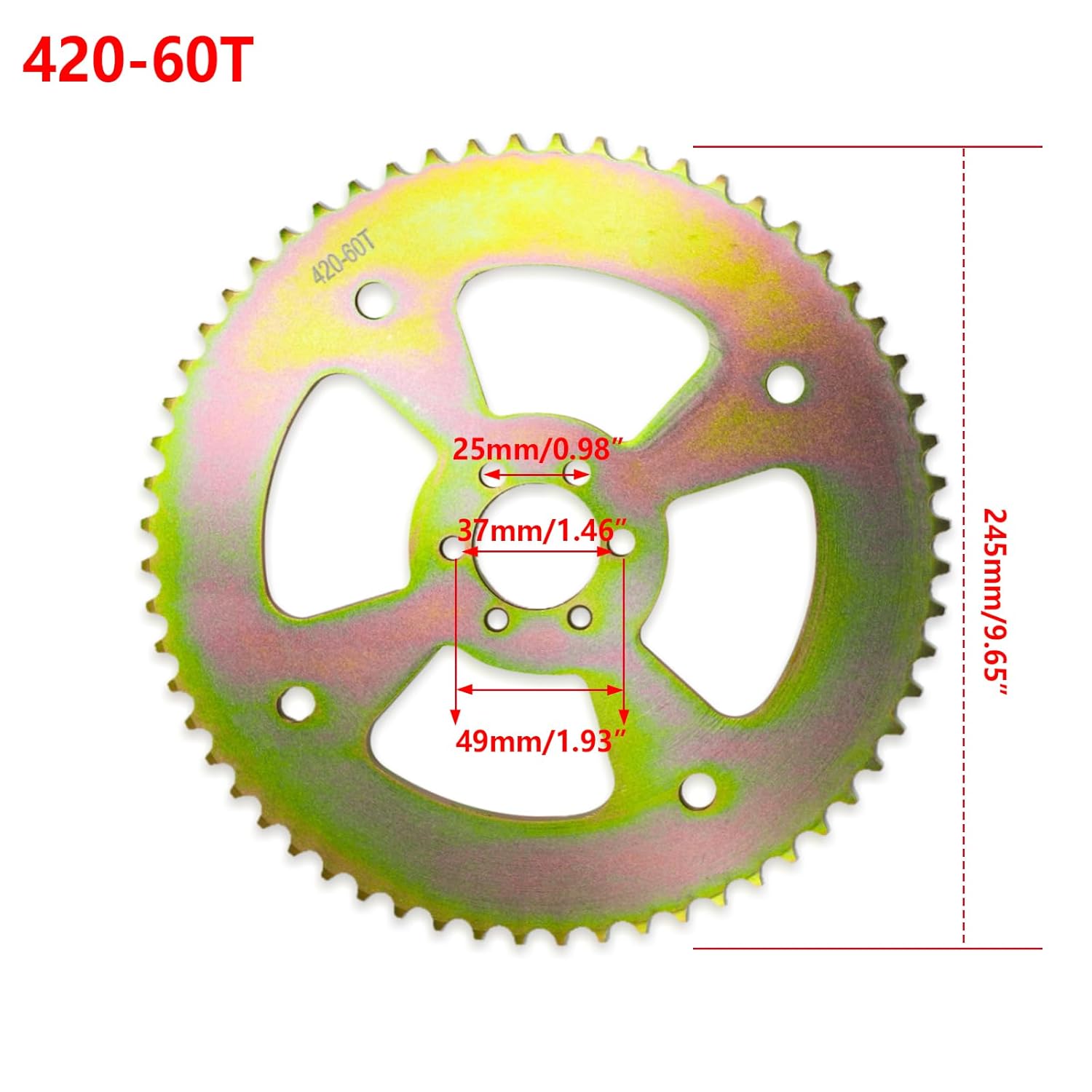 60T High Torque Rear Chain # 40 41 420 Sprocket Mini Bike Sprocket 6 Hole for Coleman CT100U CC100X, for Mega Moto MMB80 105cc, for Motovox MBX10, for Baja Doodle Bug DB30