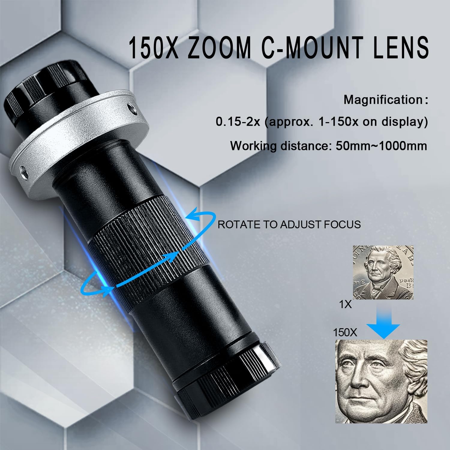 NICE-POWER Digital Microscope with Metal Base, 48MP 1080P HDMI/USB Industrial Magnifier, 150X Ultra-Precise Focusing Lens, LED Ring Light, Microscopes for Observation/Soldering/Electronic Repairs