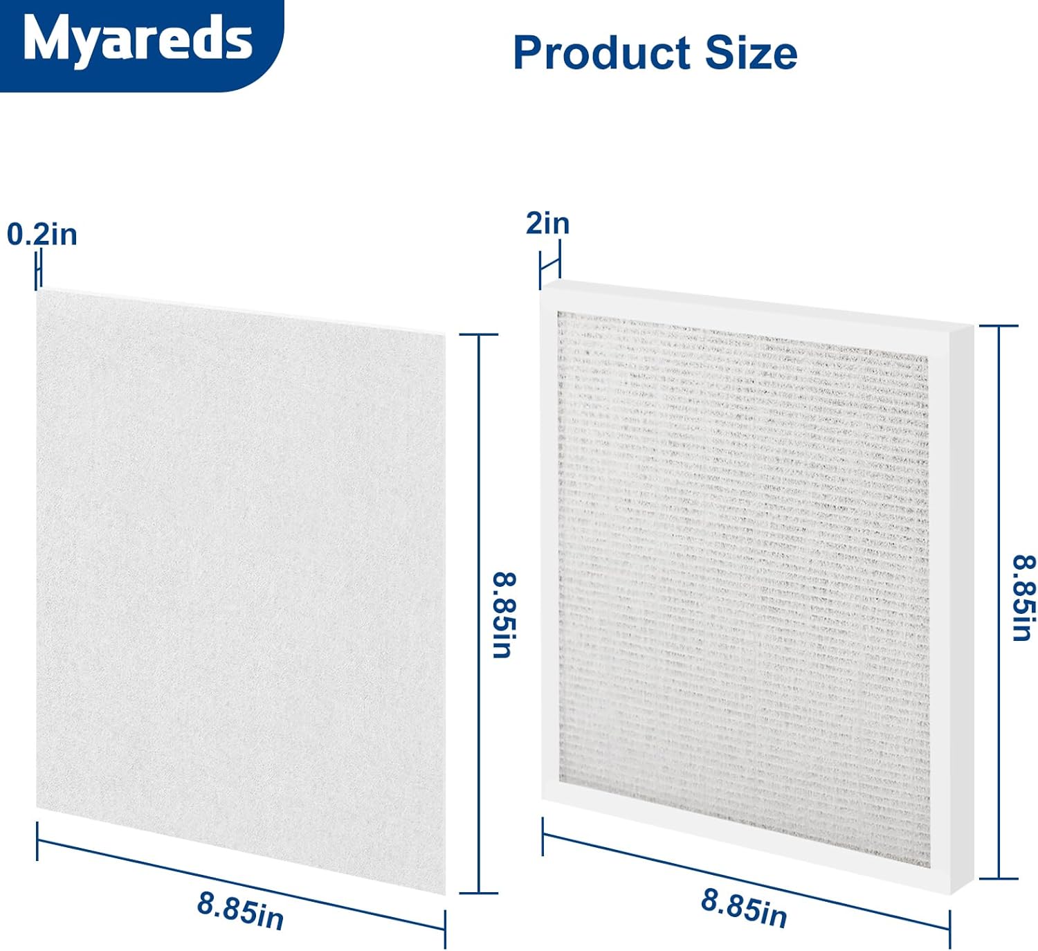 2Pack+10PC Pre-Filters 3-in-1 Pure air Purifier Filter， Compatible with Pure Enrichment purezone air Purifier Replacement Filter ，Pure air Filter Replacement Compatible# PEAIRPLG - Image 3