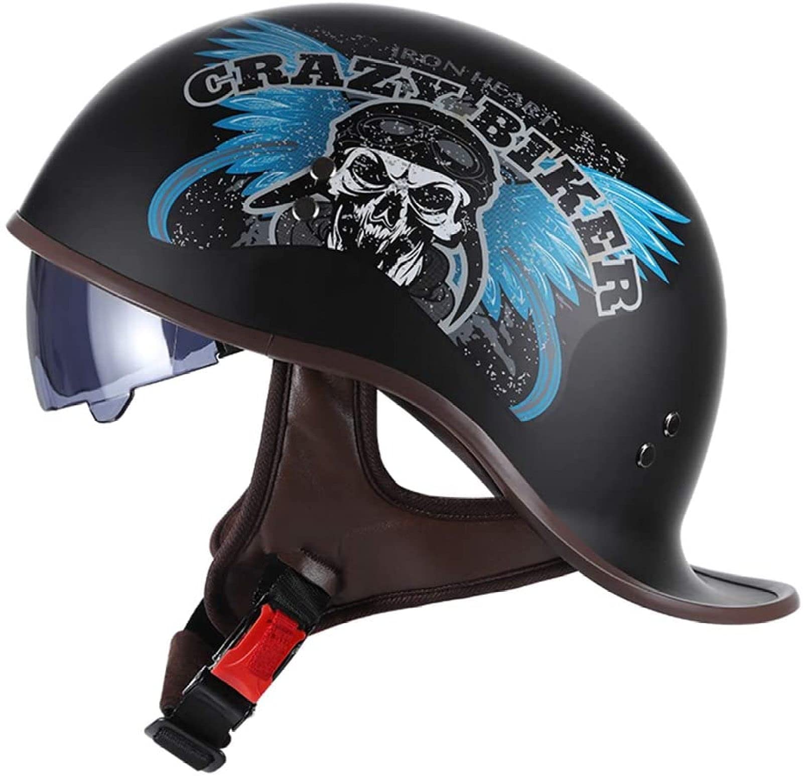 Casque rétro de moto jet EBAYIN demi-casque cruiser taille M 57-58cm