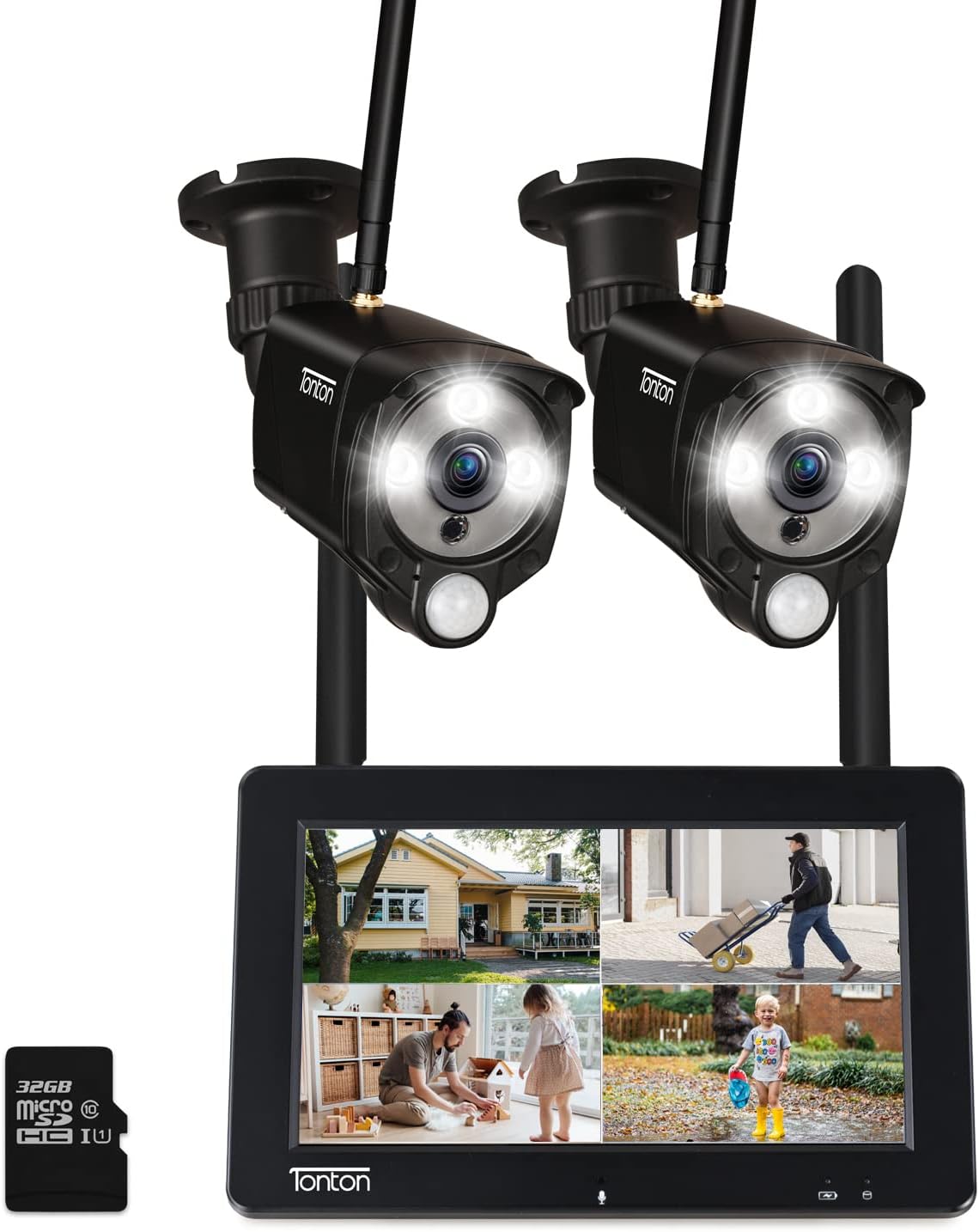 (Touchscreen+PIR) Tonton Wireless Security Camera System with Battery