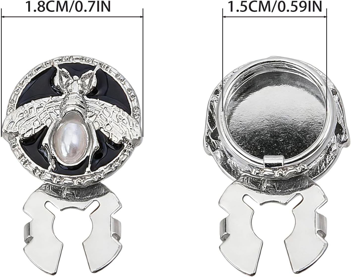 NICENEEDED 2 PCS Bee Button Cover Cufflinks, Shirt Sleeve Jewelry Decorative Cuff Links with Metal Bee Pattern, No Sewing Buttons Snap On Jewelry Clips for Shirts Tuxedos Dresses image 2