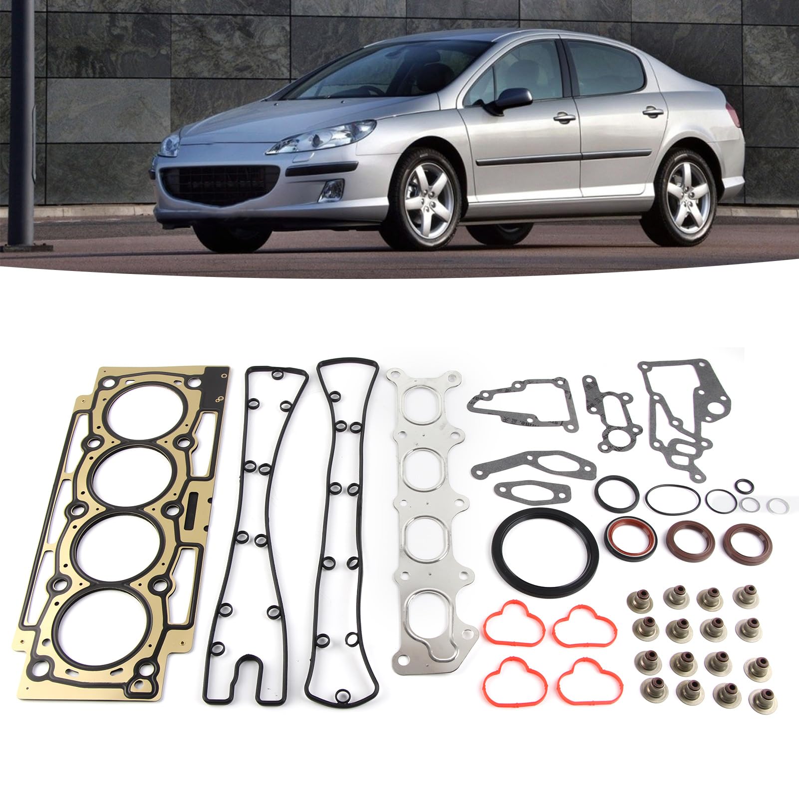 Juego de 39 Piezas de Culata de Junta de Motor, Juego de Juntas de Culata de Aleación Duradera, Accesorios de Repuesto Profesionales Estándar Originales para 206 307 308