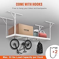 Vista 29 de VEVOR Overhead Garage Storage Rack, 3x6 Garage Ceiling Storage Racks, Heavy Duty Adjustable Cold Rolled Steel Racks for Garage Storage, White