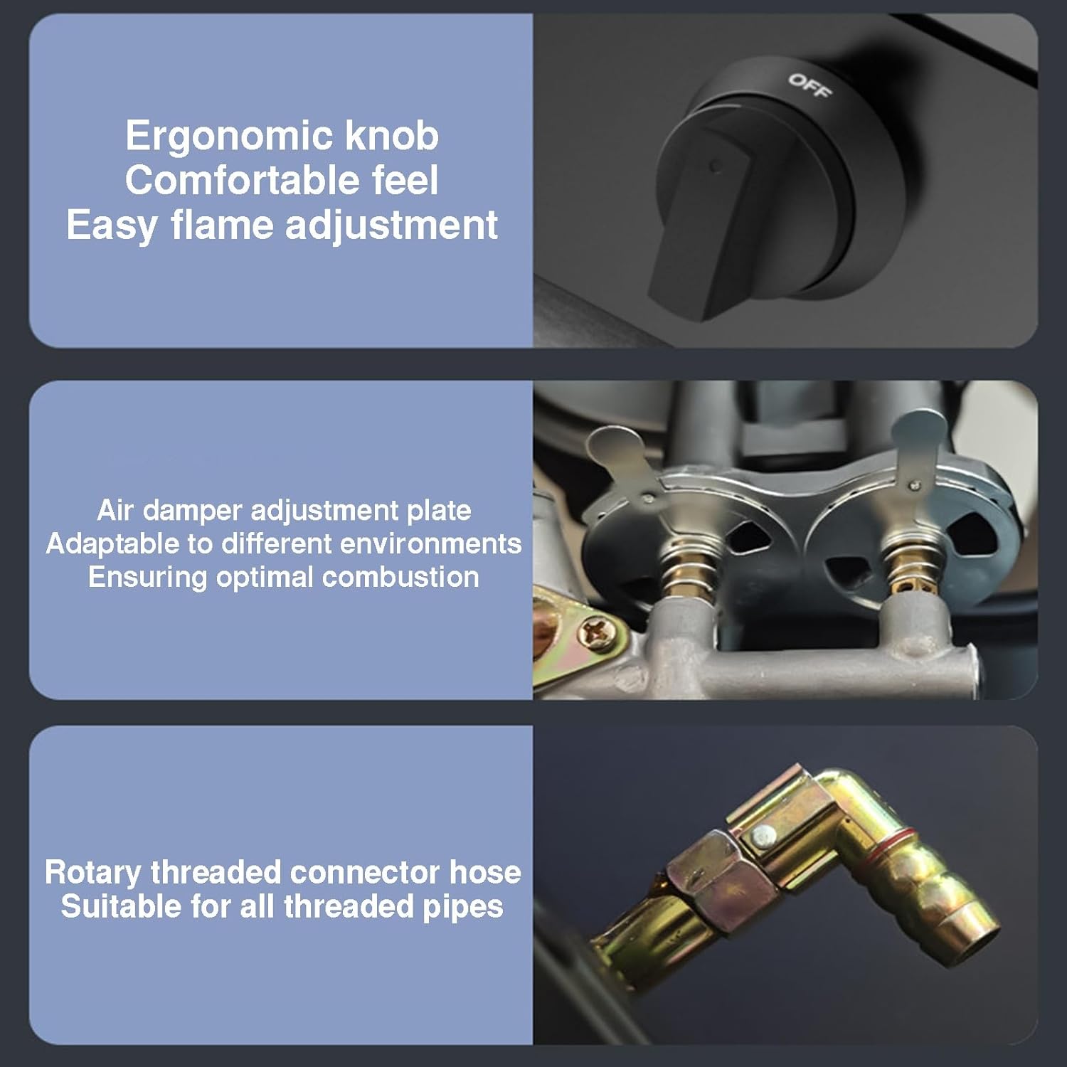 Portable Gas Stove,5.2KW 9-cavity High-Efficiency Cooktop,Stainless Steel Single-burner Countertop,with Flame Failure Protection,for Emergency Cooking(LPG)