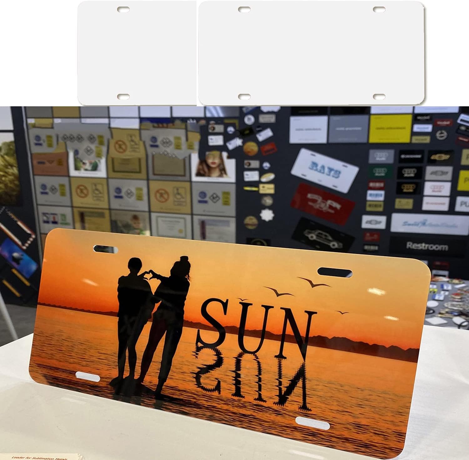 2pcs Sublimation License Plate Blanks, Heat Thermal Transfer Sheet DIY Picture Sublimation Blank, Metal Aluminium Automotive License Plate for Custom Design. (White)