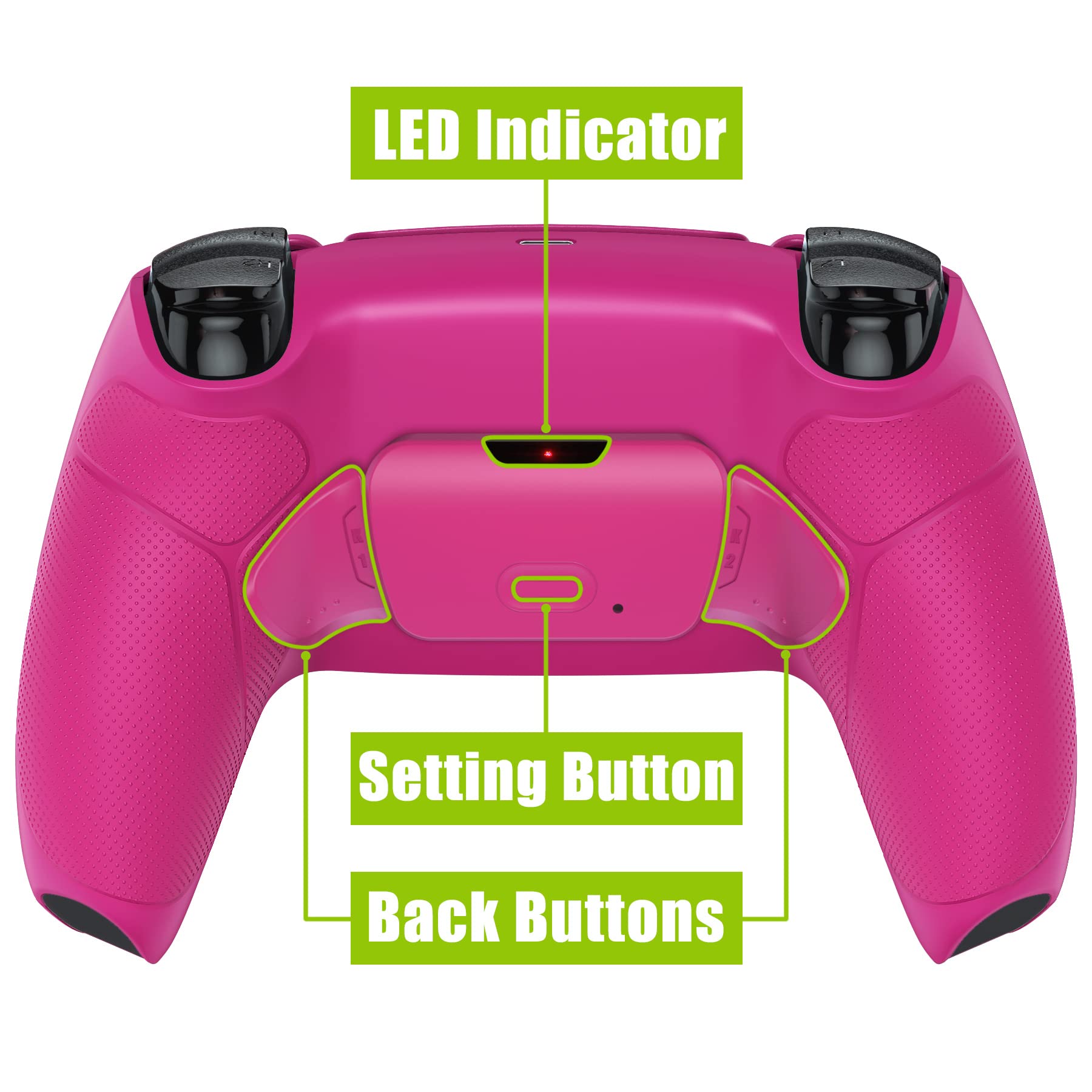 eXtremeRate Nova - Kit de reasignación programable de agarre de goma rosa para controlador PS5 BDM-030 040 050, tablero de actualización y carcasa trasera rediseñada y botones traseros, controlador no