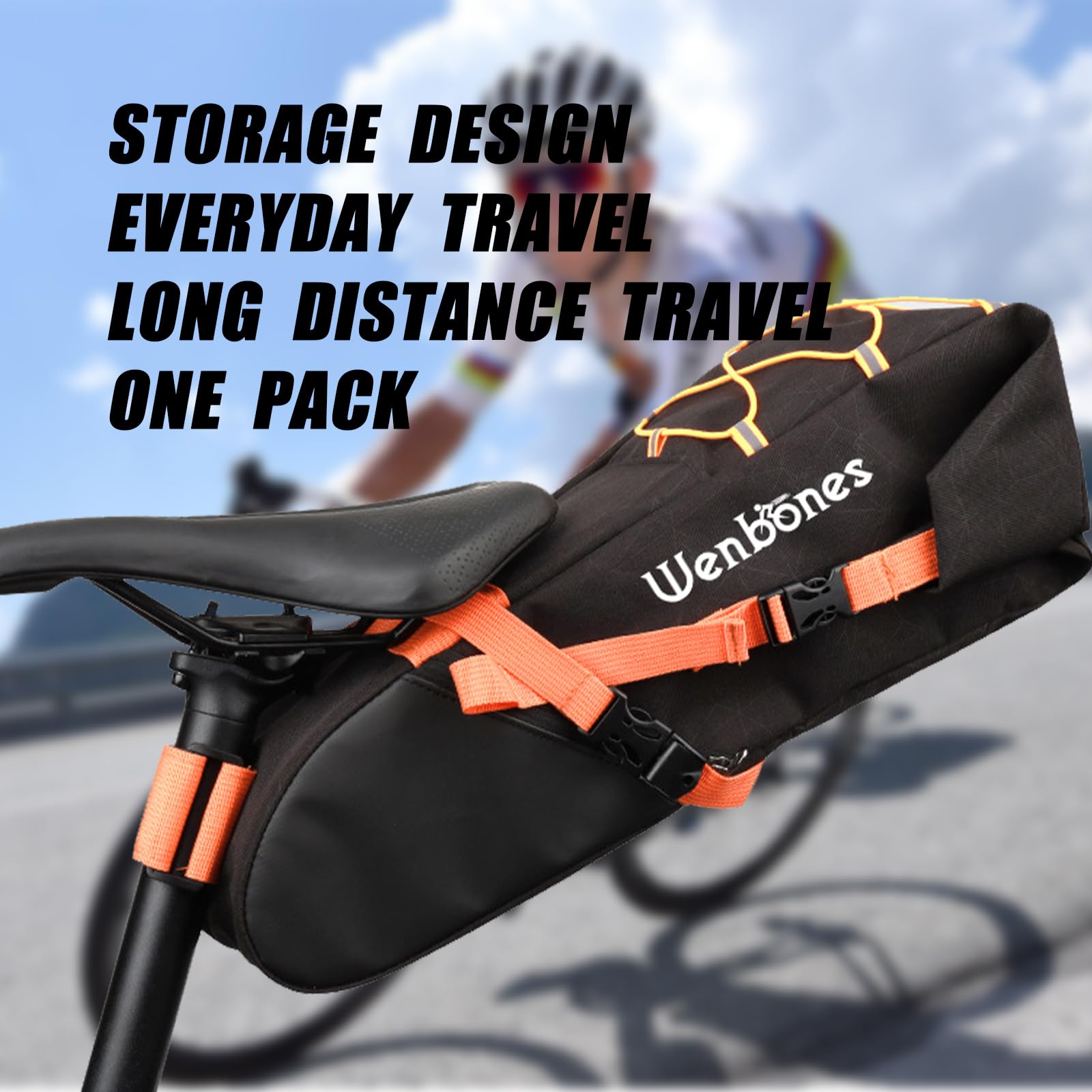 Borsa Da Sella Impermeabile 10L Per Bici - MTB E Bici Da Corsa, Con Tasca Riparazione, Fibbia Arancione