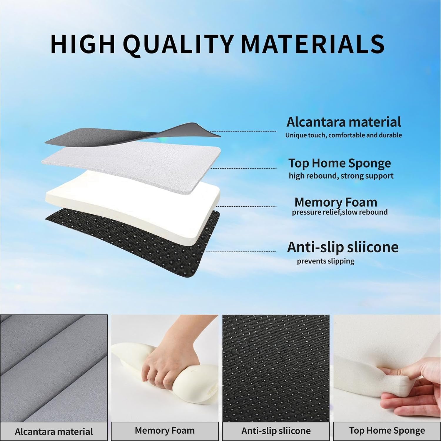 KAYI 2 Pack Car Seat Cover, Memory Foam Car Seat Cushion, Non-Slip Bottom Breathable Car Seat Cover, Relieve Tailbone Pain, Suitable for 95% of Vehicles (Grey)