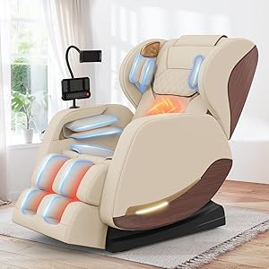 Ganzkörper Massagesessel mit 14 Massagerollen, 8 Airbags, Massagesessel mit Wärmefunktion-Beine und Taillenheizung, Bluetooth-Lautsprecher, Touchscreen-Controller, Zero-Gravity-Liegestuhl für Heimkino