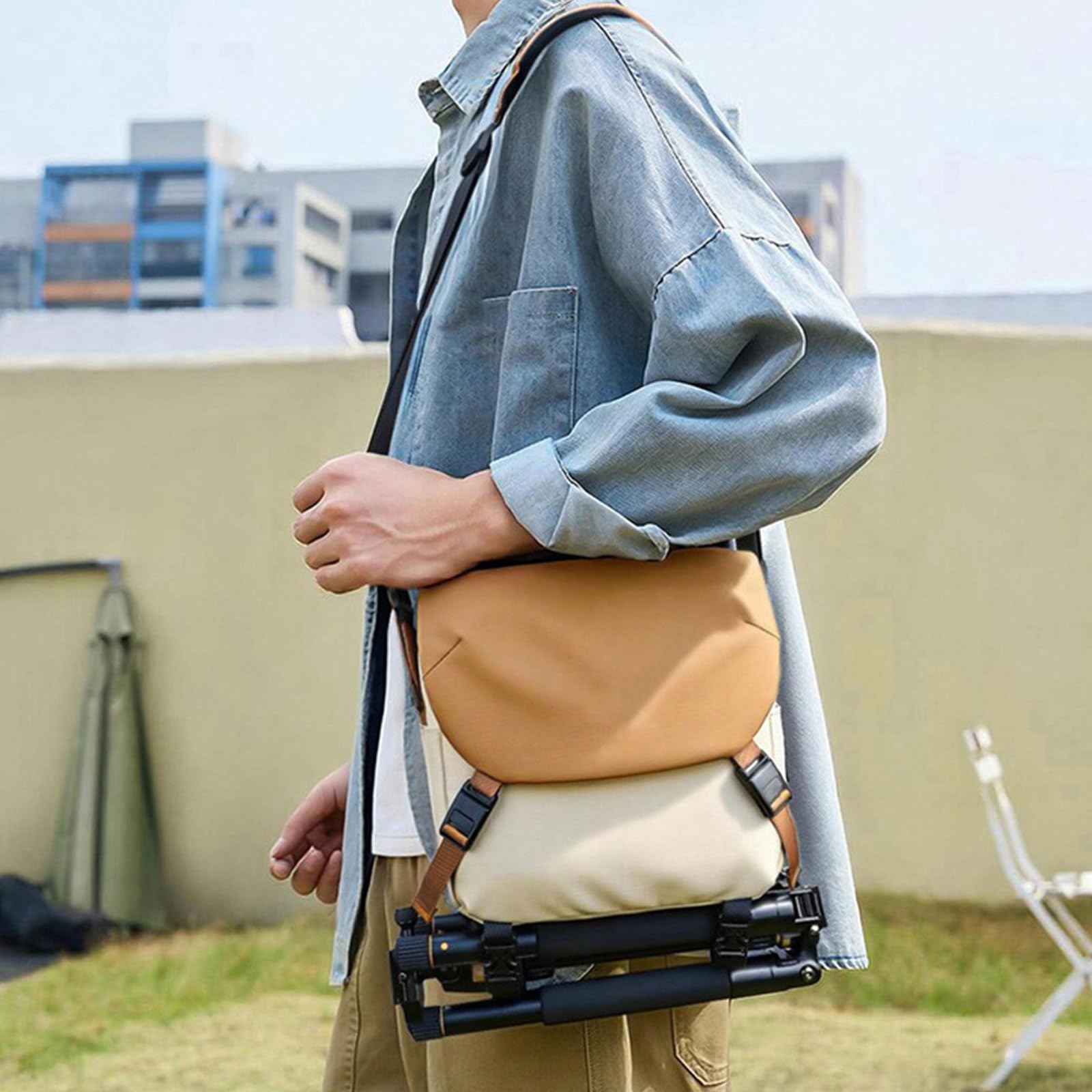Elegante borsa a tracolla per fotocamera a contrasto con tasche multiple per fotografi e appassionati di attività all'aria aperta Borsa per fotocamera da viaggio