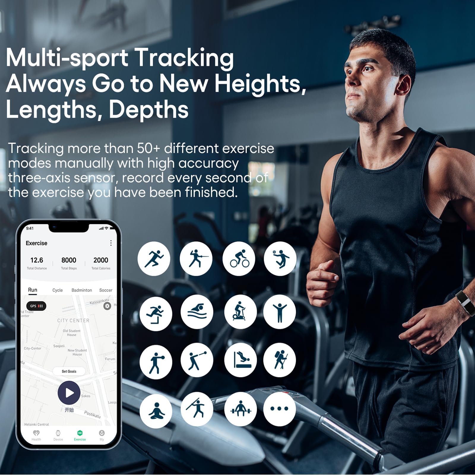 findtime Fitness Tracker Podómetro pulsera sin pantalla, monitor de frecuencia cardíaca, presión arterial, monitor de sueño, 50+ modos deportivos, contador de calorías, IP68, resistente al agua, reloj