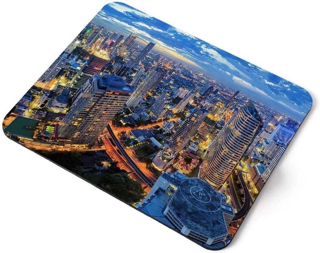 MIKKA ENTERPRISES Mouse Mat Pad - Bangkok City Thailand Cityscape Laptop PC Desk Office #12377 Printed Rubber Mouse pad, Home Office Use, Non Slip