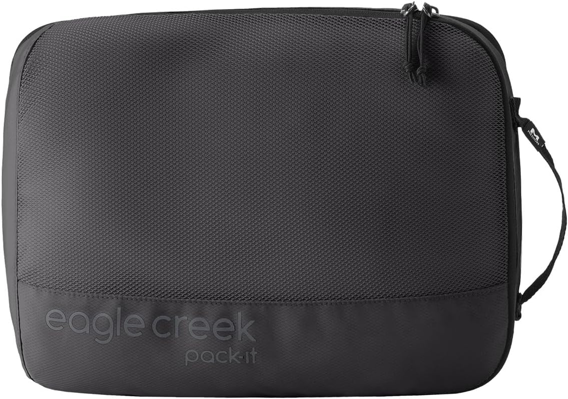Eagle Creek Pack-It Reveal Expansion Cube - Bolsa de almacenamiento ajustable para viajes - Cremallera de compresión duradera - Resistente al agua - Sostenible - Mediano - Negro | Cubo de expansión de almacenamiento ajustable para viajes, cremallera de compresión duradera, tejidos transpirables y reciclados