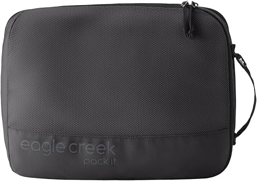 Eagle Creek Pack-It Reveal Expansion Cube - Adjustable Storage Cube Carrier Bag Case for Travel - Durable Compression Zipper - Water-Resistant - Sustainable - Medium - Black