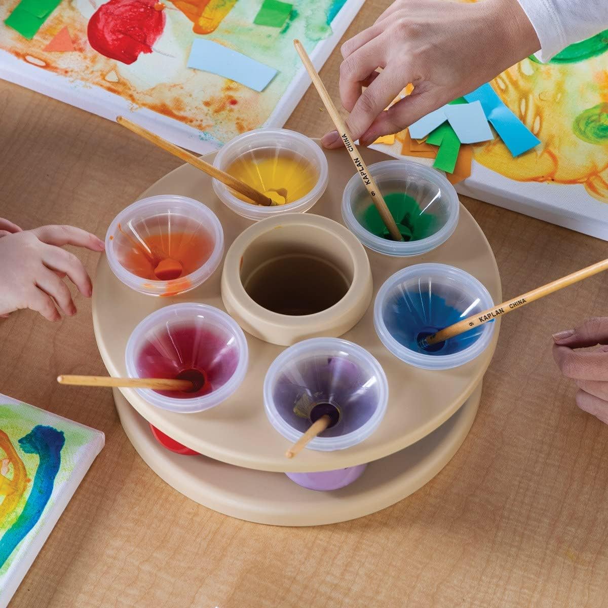Kaplan Early Learning Spinning Tabletop Art Storage | Desk Organizer for Kids | Portable Caddy with Removable Cups