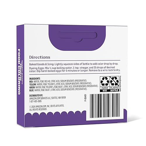 Miniatura 2 de Amazon Grocery, Colorante surtido de alimentos, contiene botellas rojas, azules, verdes y amarillas, 1.2 onzas líquidas (anteriormente Amazon Fresh,