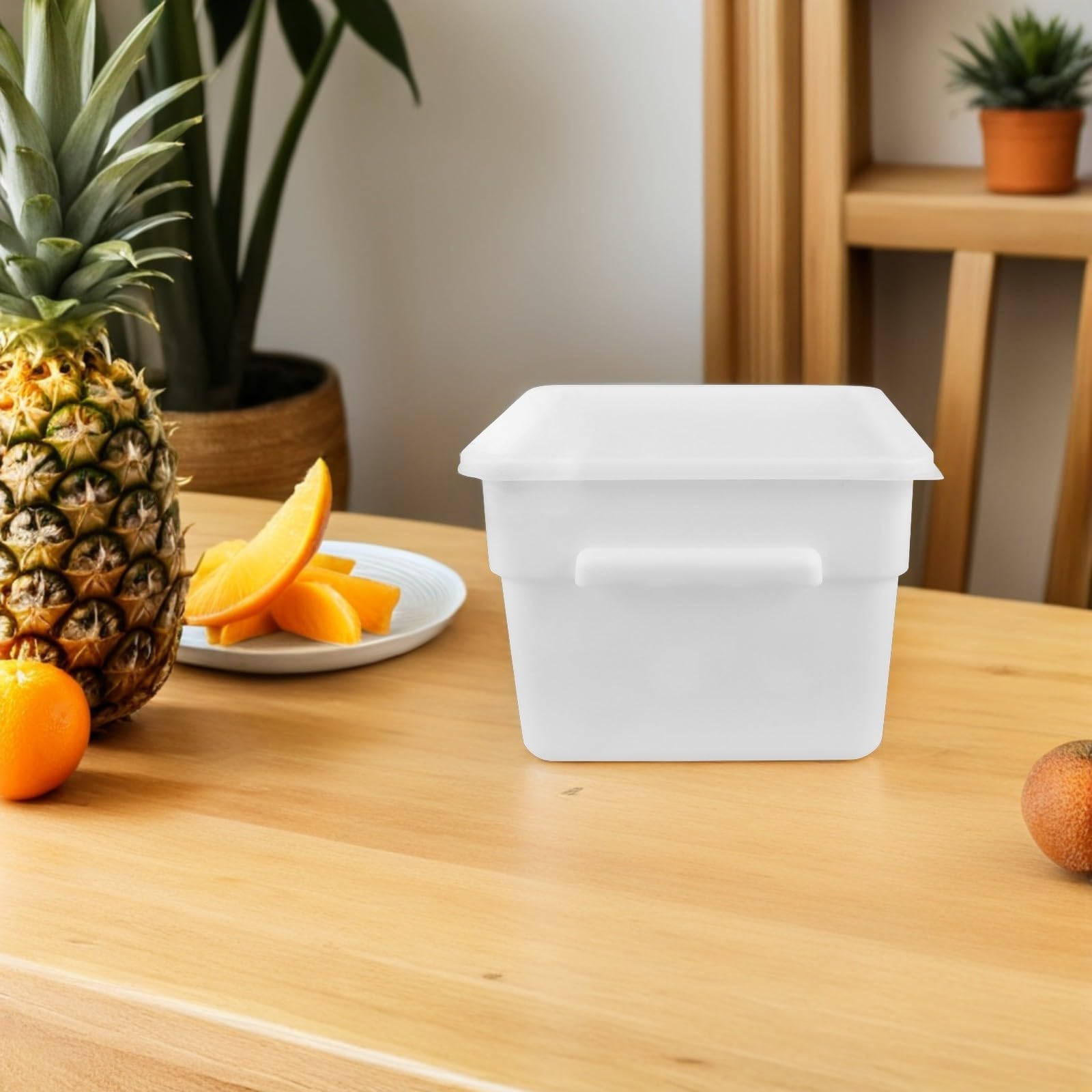 POPETPOP Contenitore Quadrato in Plastica con Coperchio 12l Bianco | Manico Integrato, Adatto per Cucina e Meal Prep, Dimensioni 29, 00x29, 00x21, 00cm