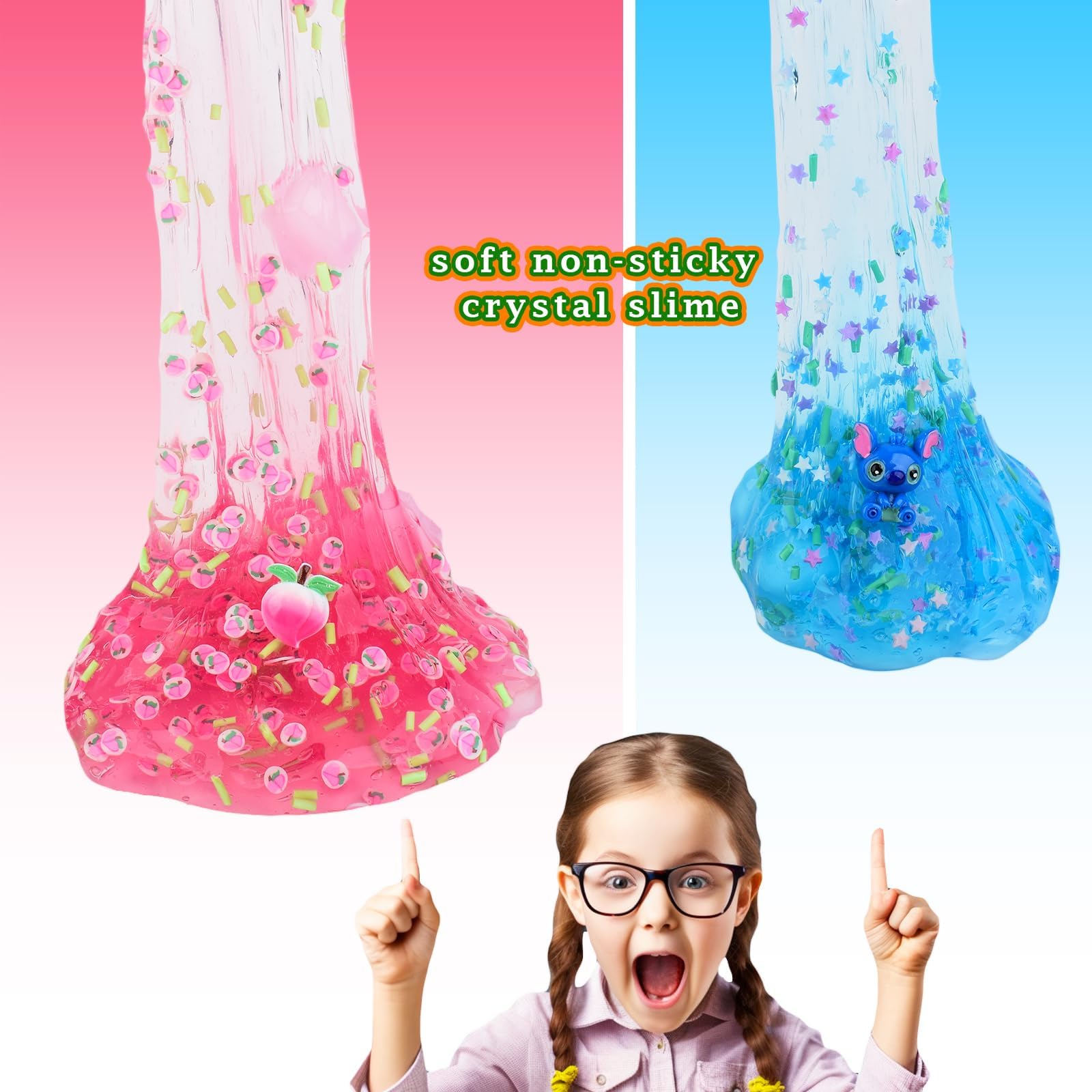 2Pcs Slime for Kids 3 to 10 Years, Slime Set Premade Blue Clear Slime Pack, Crunchy Non Sticky Mess-Free Stretchy Crystal Slime Pack, Premium Party Favour Filler Stress Relief Toy for Kids Boys Girls - Image 5 thumbnail